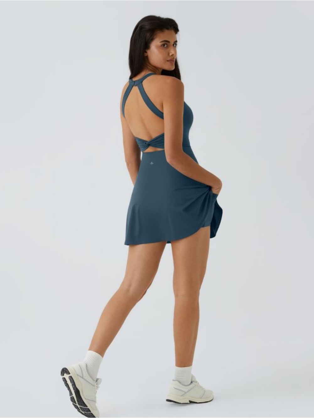Women’s Scoop Neck Active Dress in Teal - Picture 3 of 16